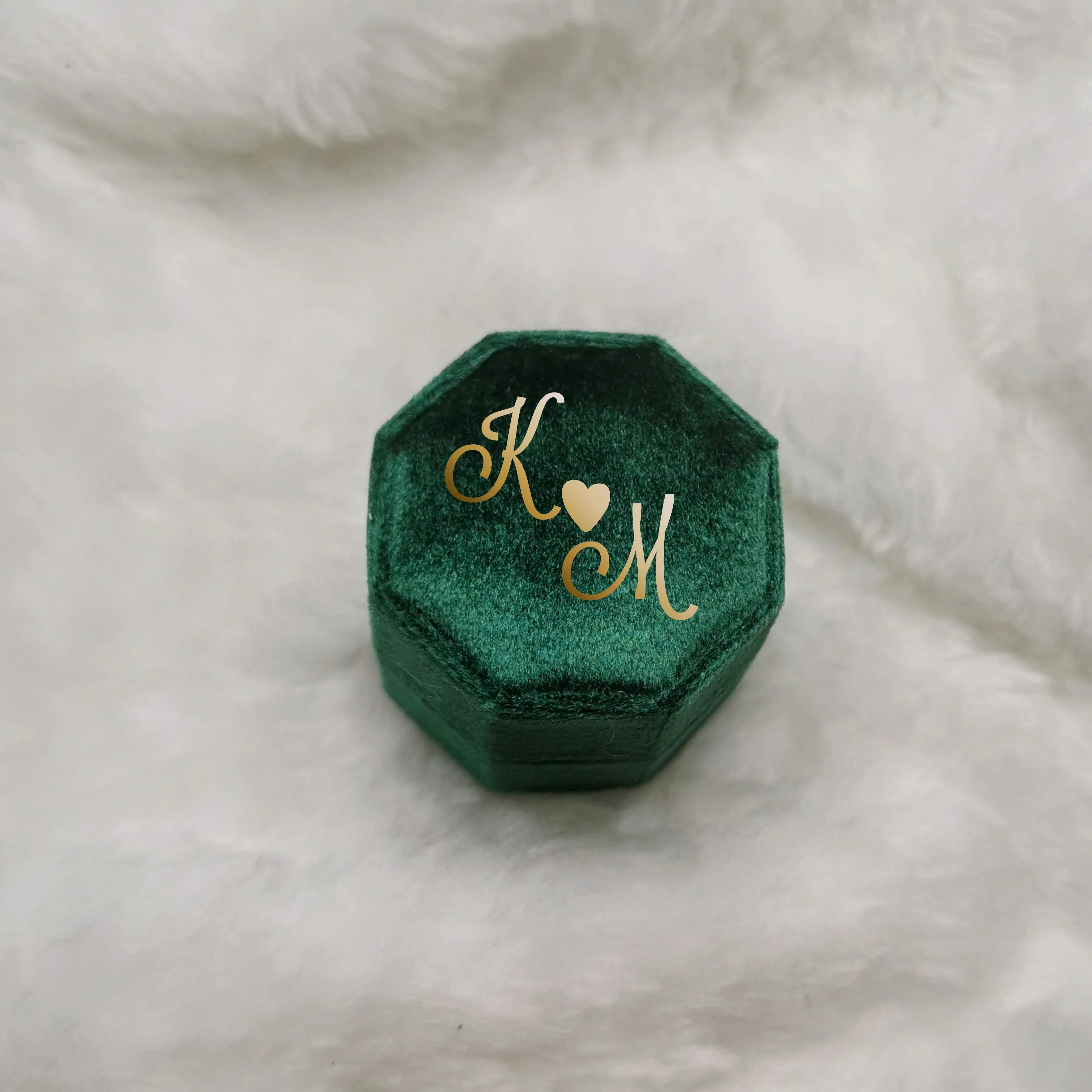 Luxury Velvet Octagon Ring Box, Personalised Double Ring Box, Wedding Ring Box, Engagement Ring Box