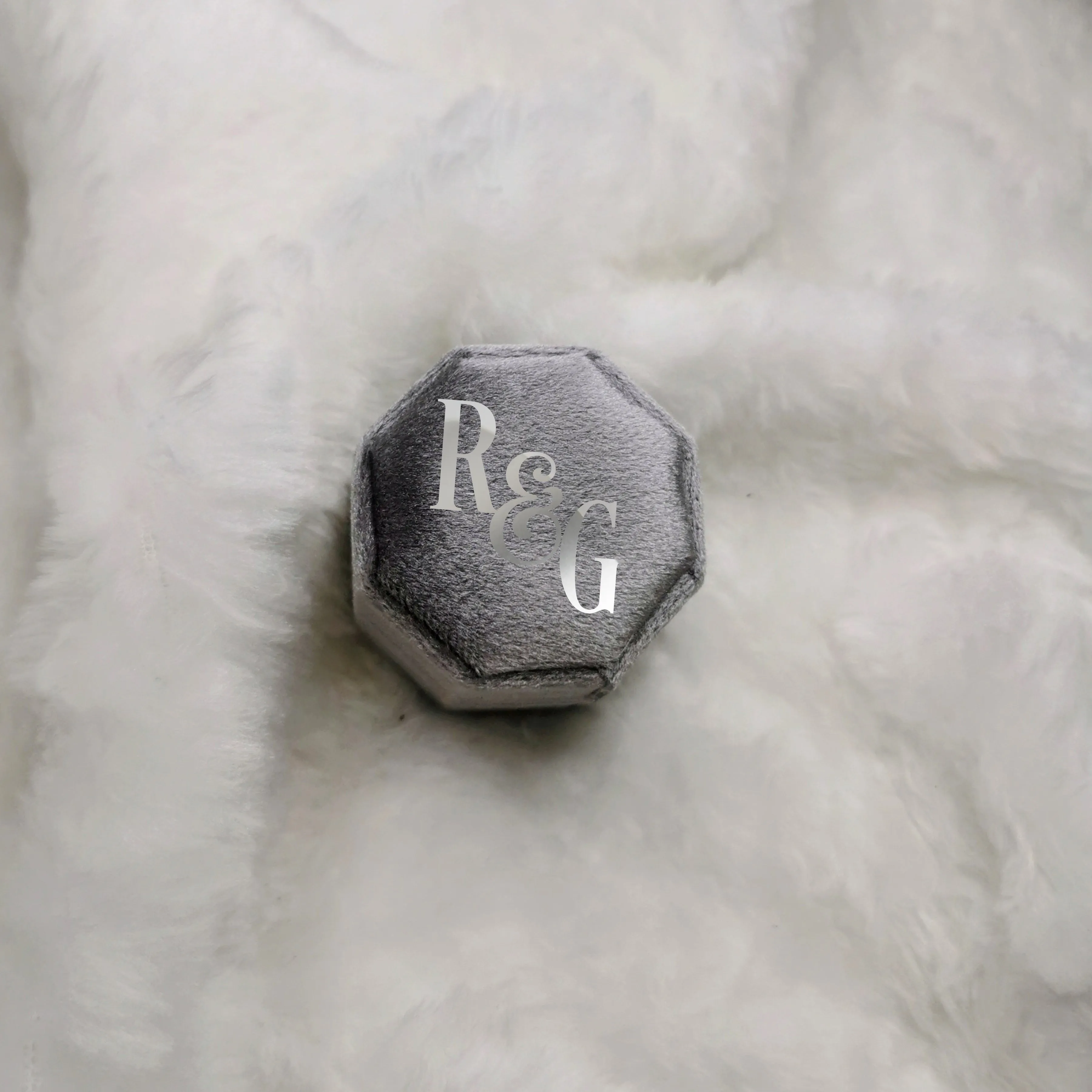 Luxury Velvet Octagon Ring Box, Personalised Double Ring Box, Wedding Ring Box, Engagement Ring Box