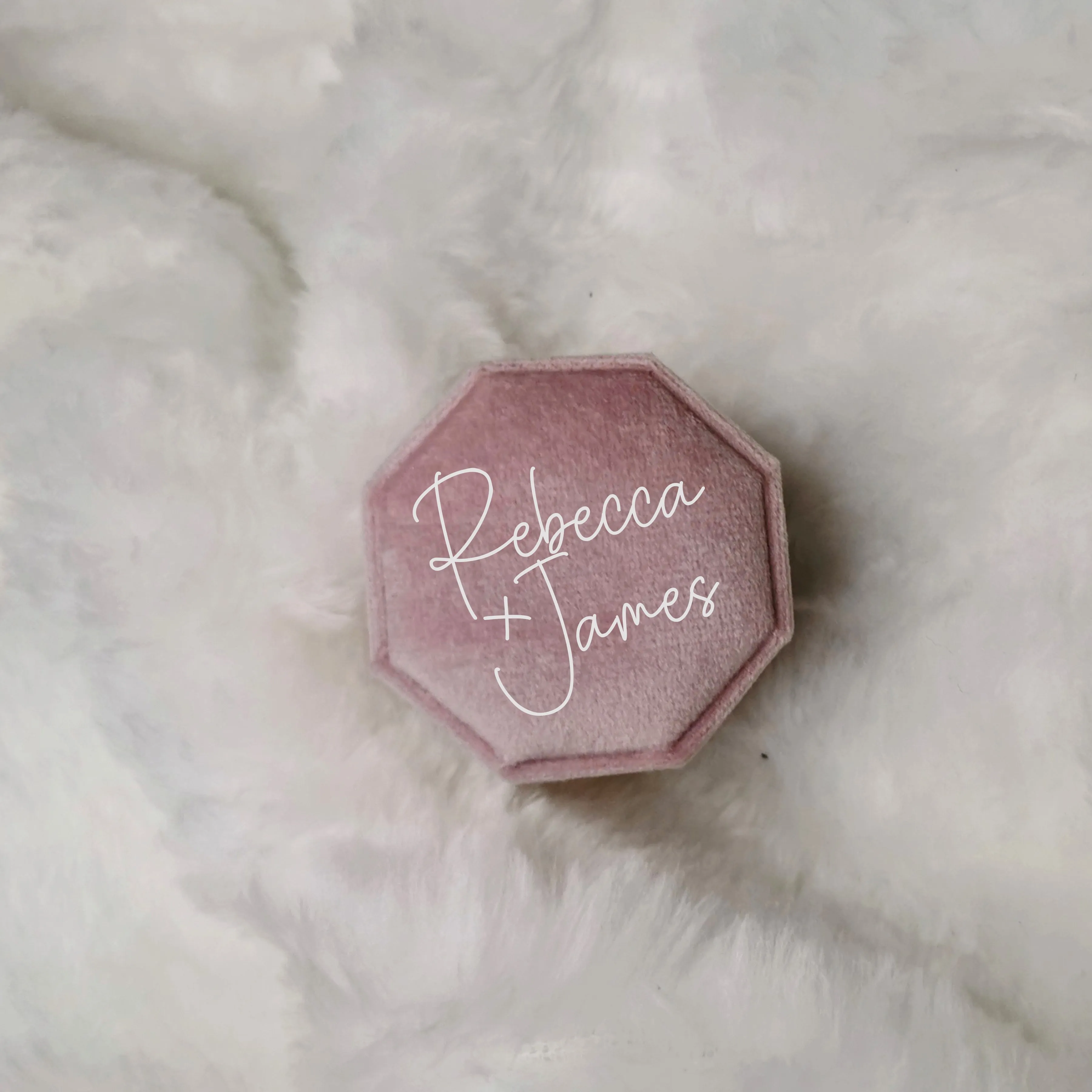 Luxury Velvet Octagon Ring Box, Personalised Double Ring Box, Wedding Ring Box, Engagement Ring Box