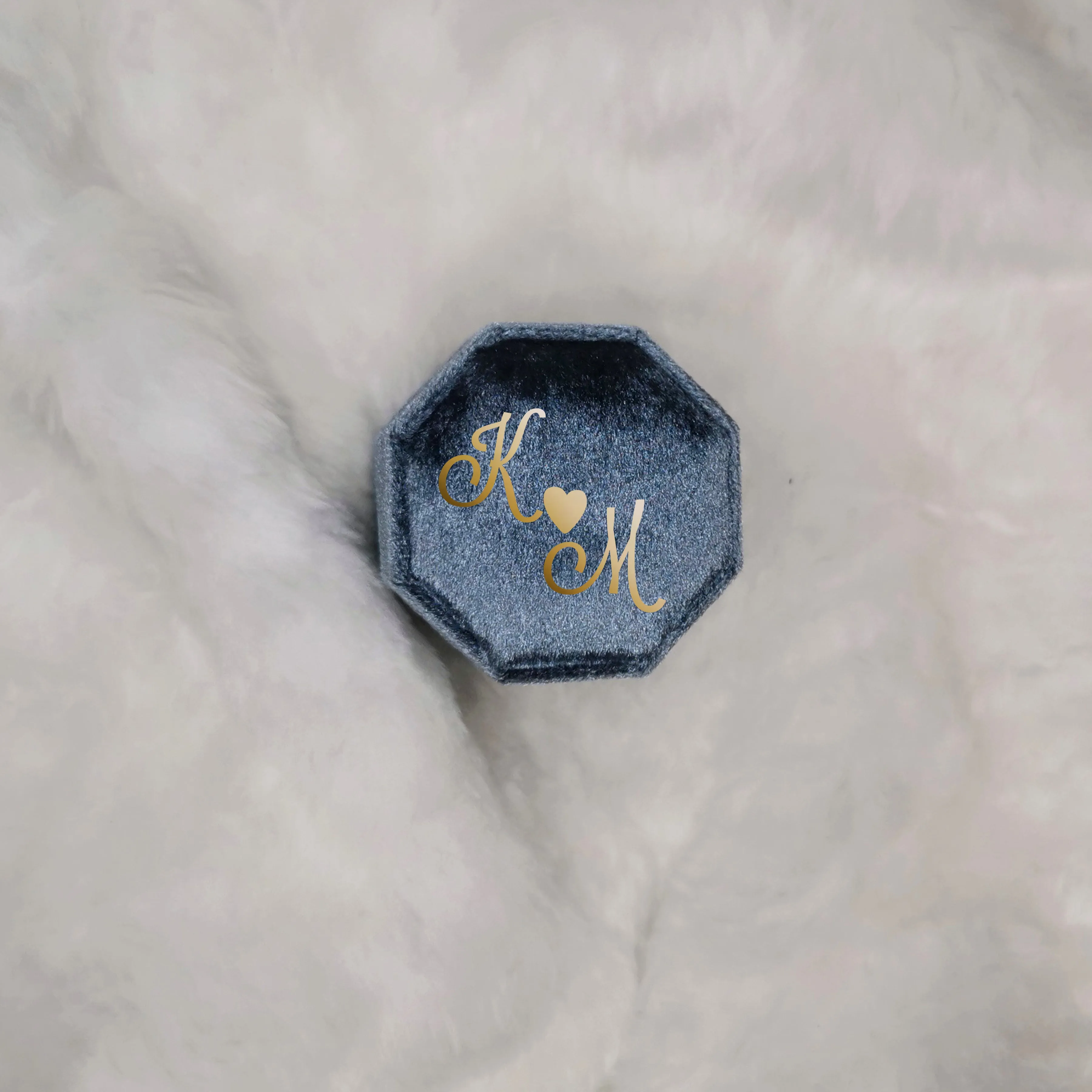 Luxury Velvet Octagon Ring Box, Personalised Double Ring Box, Wedding Ring Box, Engagement Ring Box