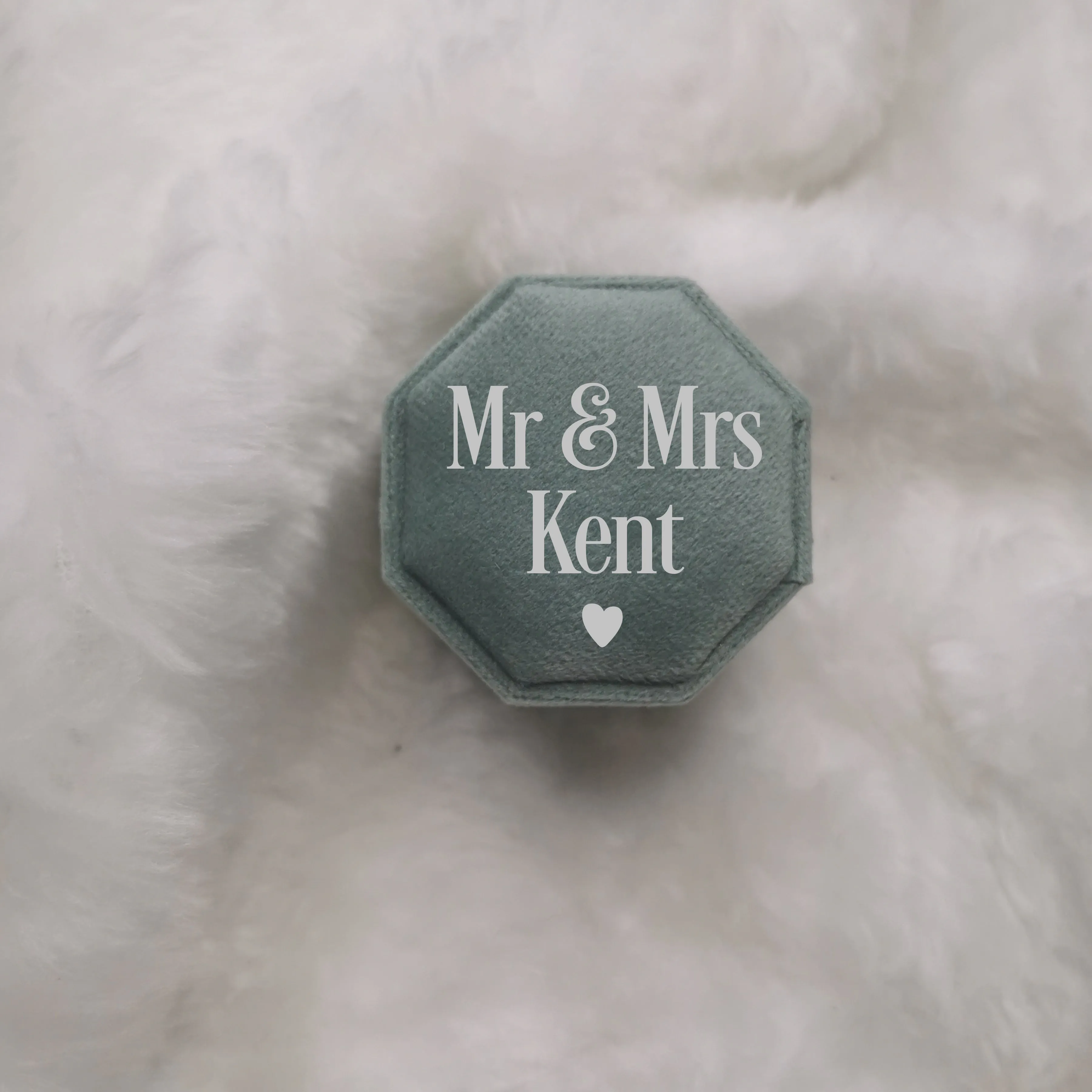 Luxury Velvet Octagon Ring Box, Personalised Double Ring Box, Wedding Ring Box, Engagement Ring Box