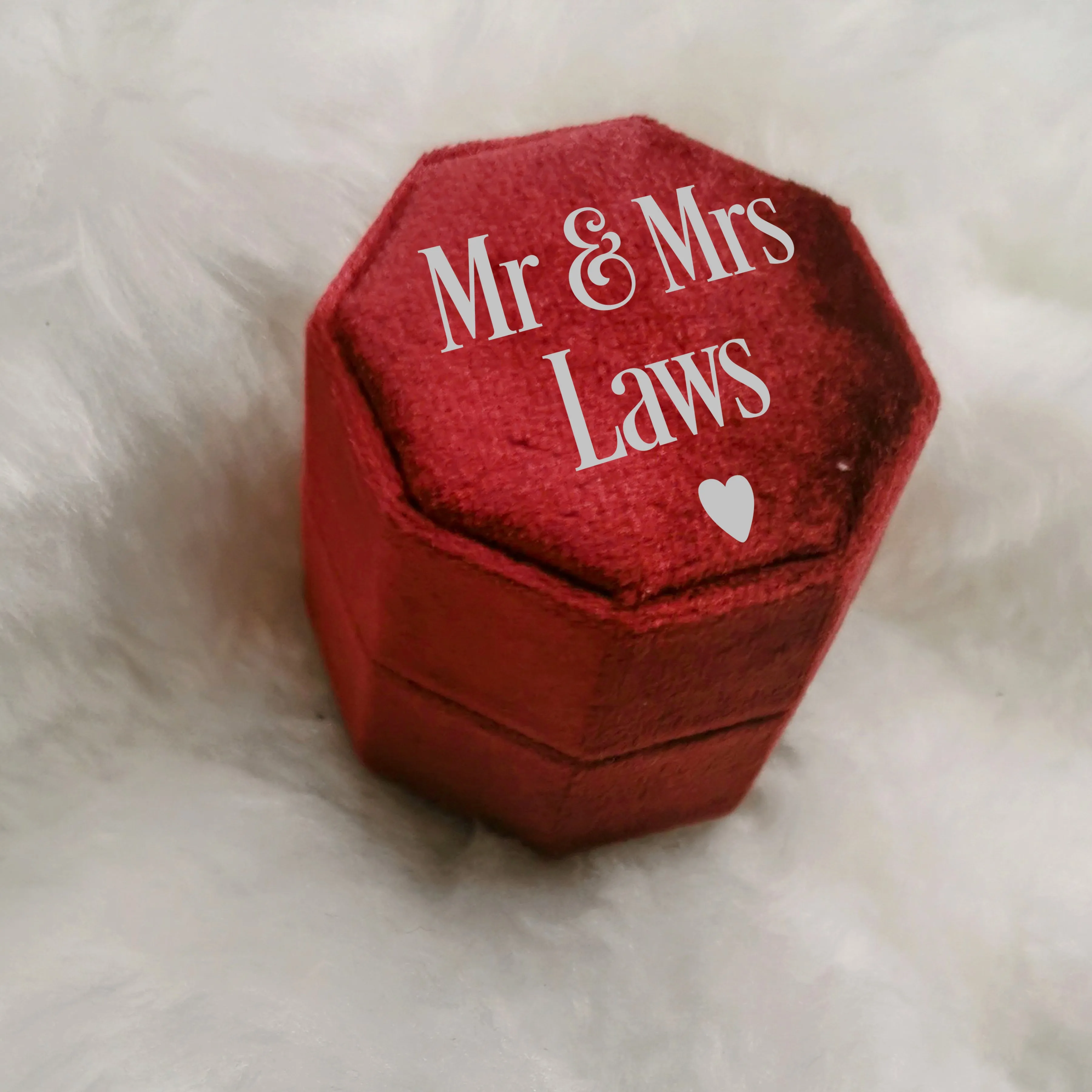 Luxury Velvet Octagon Ring Box, Personalised Double Ring Box, Wedding Ring Box, Engagement Ring Box