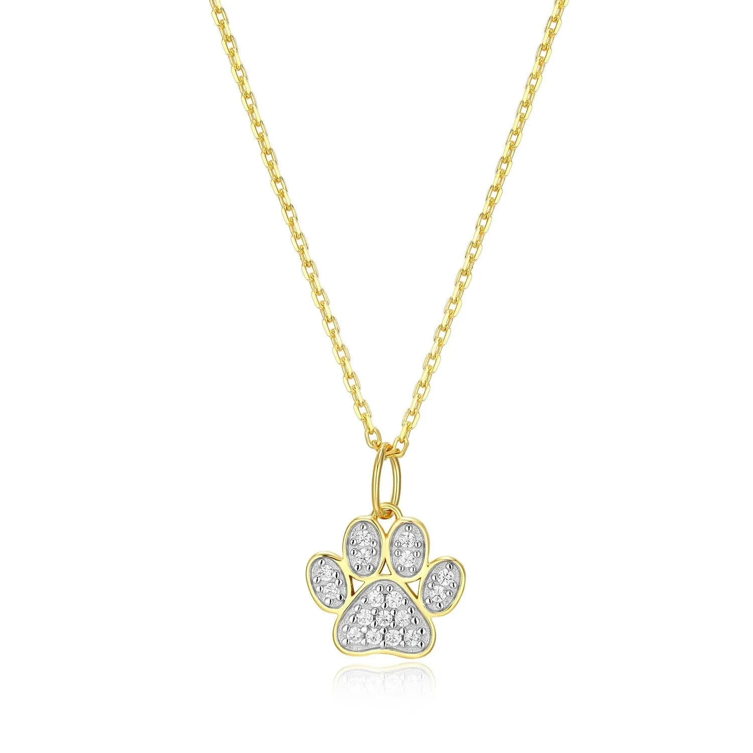 M by Monte Luna LG Diamond Paw Print Pendant Necklace in 18K Yellow Gold/Rhodium Plated Sterling Silver