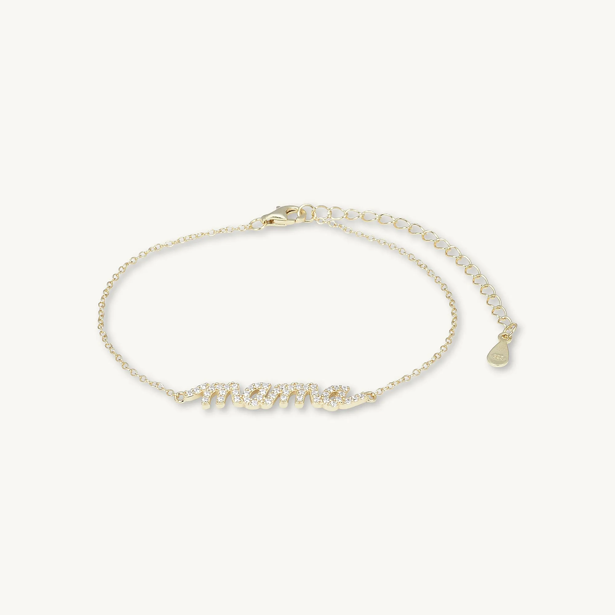 Mama Nameplate Sapphire Chain Bracelet