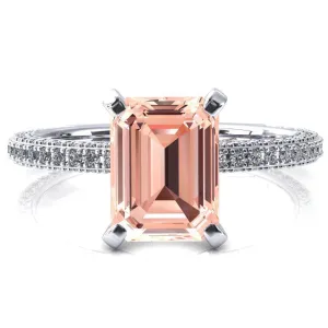Mariyah Emerald Champagne Sapphire 4 Prong 3/4 Eternity 3 Sided Diamond Shank Engagement Ring