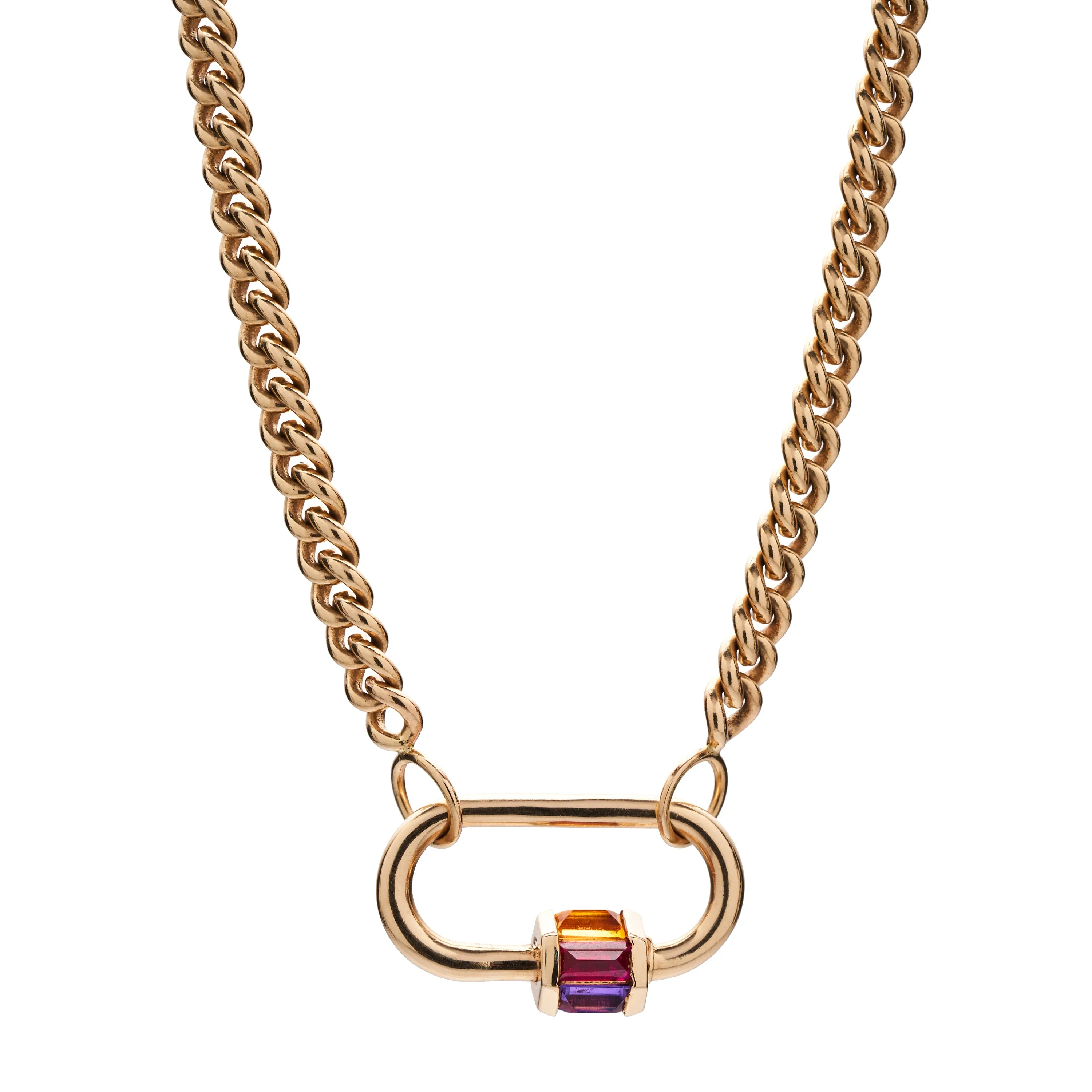 Marla Aaron 14k Total Medium Rainbow Baguette Lock