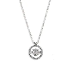 Men's 22" H-D Round Logo Pendant - Silver