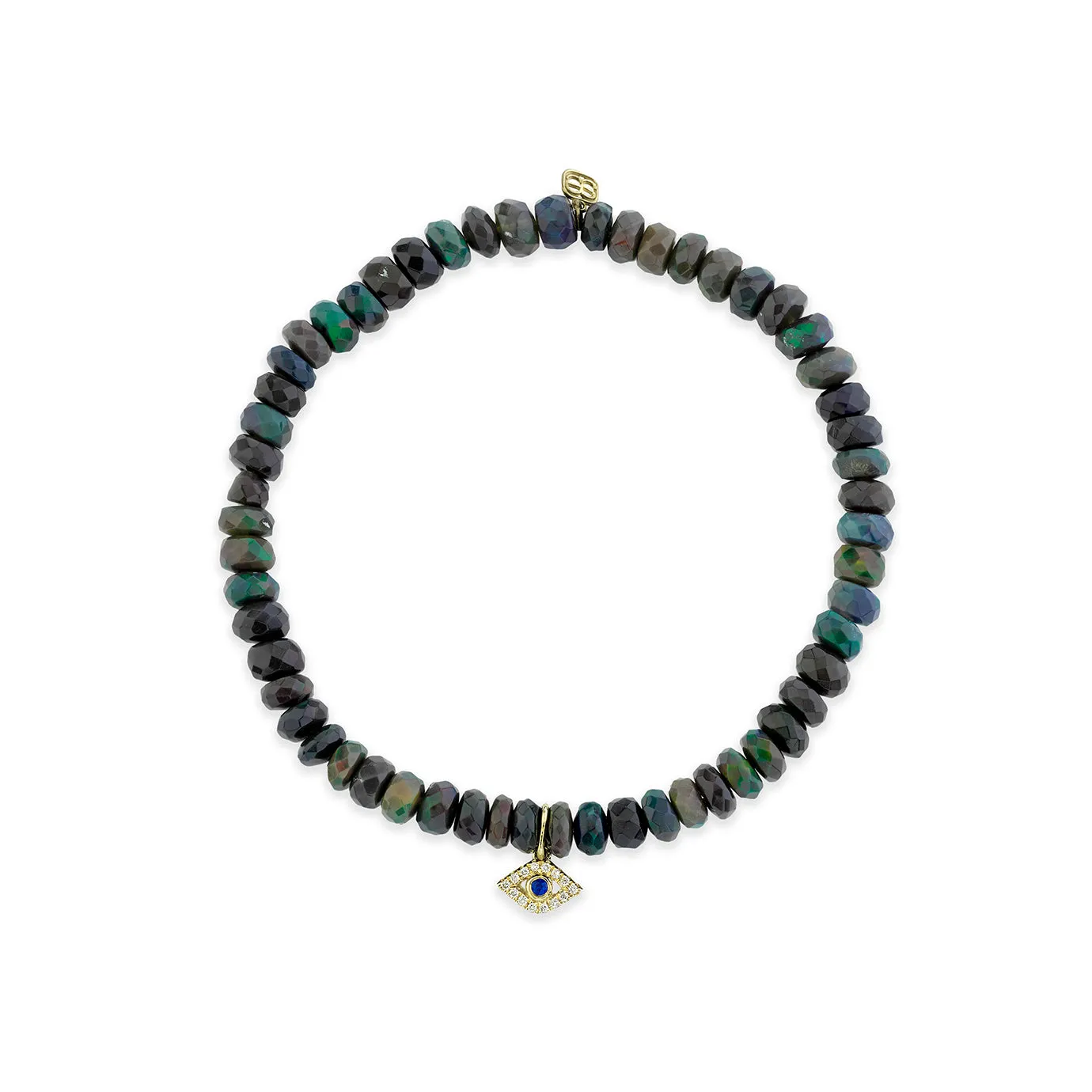 Men's Collection Gold & Diamond Bezel Eye on Black-Blue Ethiopian Opal