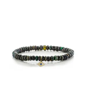 Men's Collection Gold & Diamond Bezel Eye on Black-Blue Ethiopian Opal