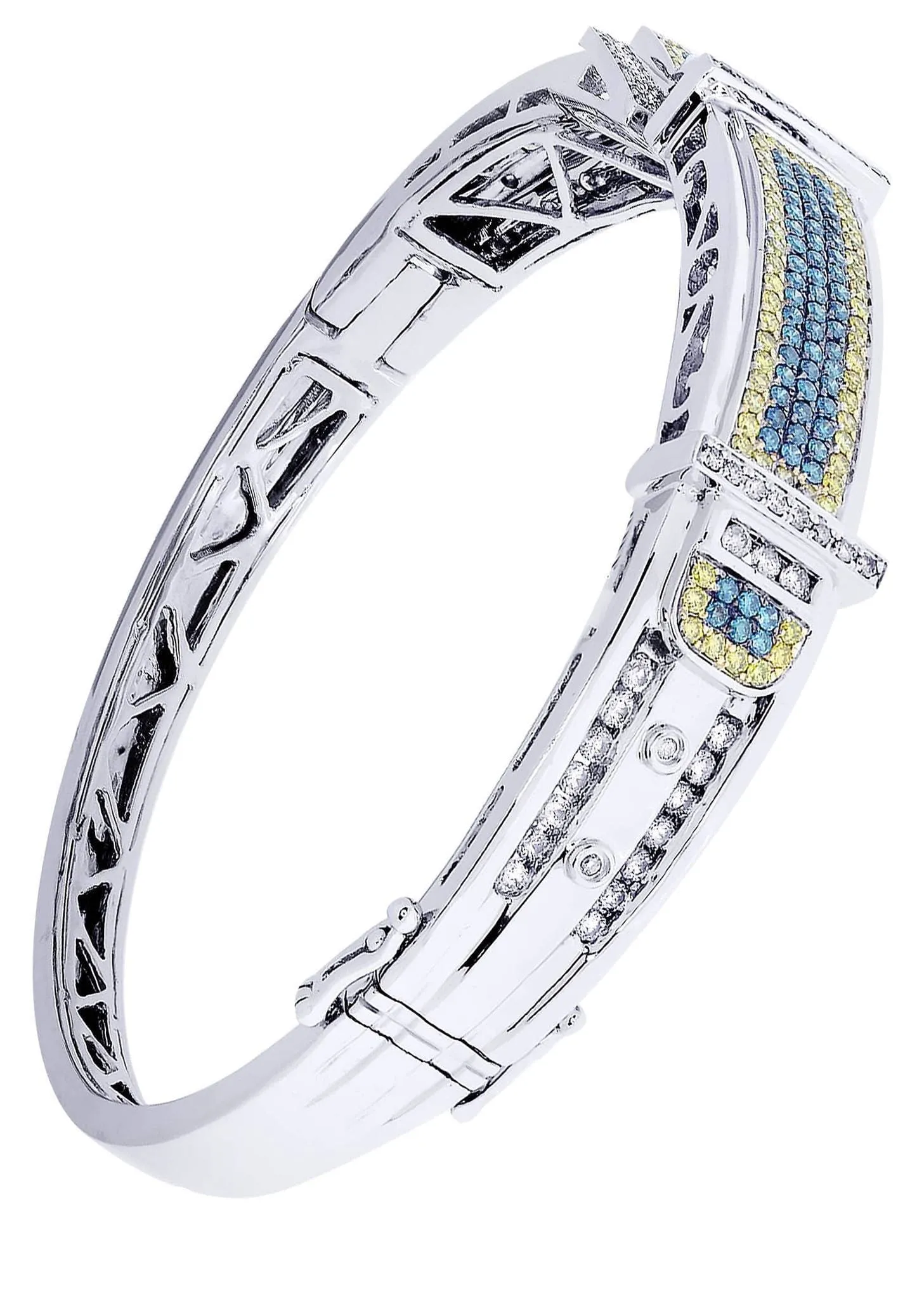 Mens Diamond Bangle White Gold| 2.51 Carats| 40.03 Grams
