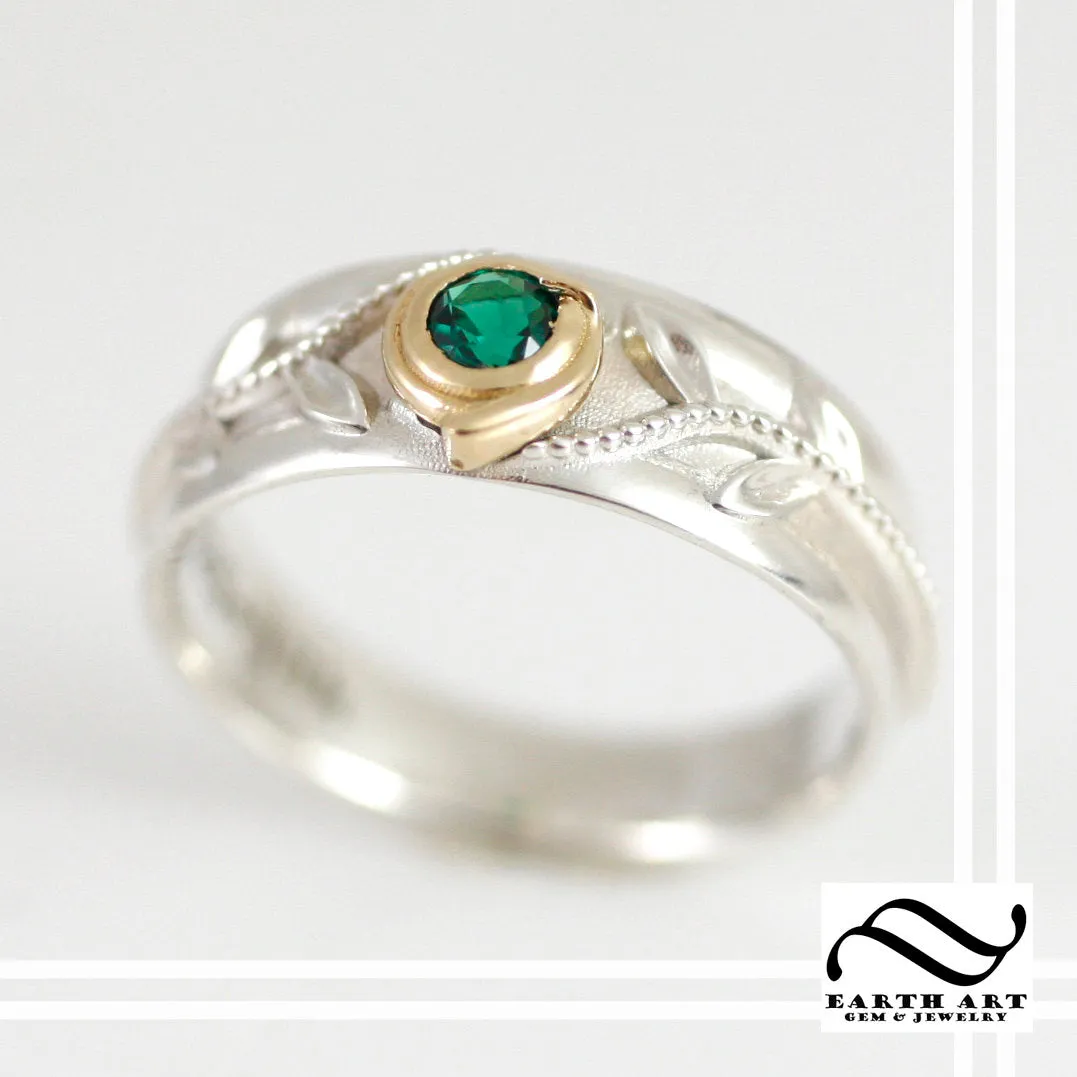 Mens Kokiri Emerald Ring - Legend of Zelda - mens wedding band