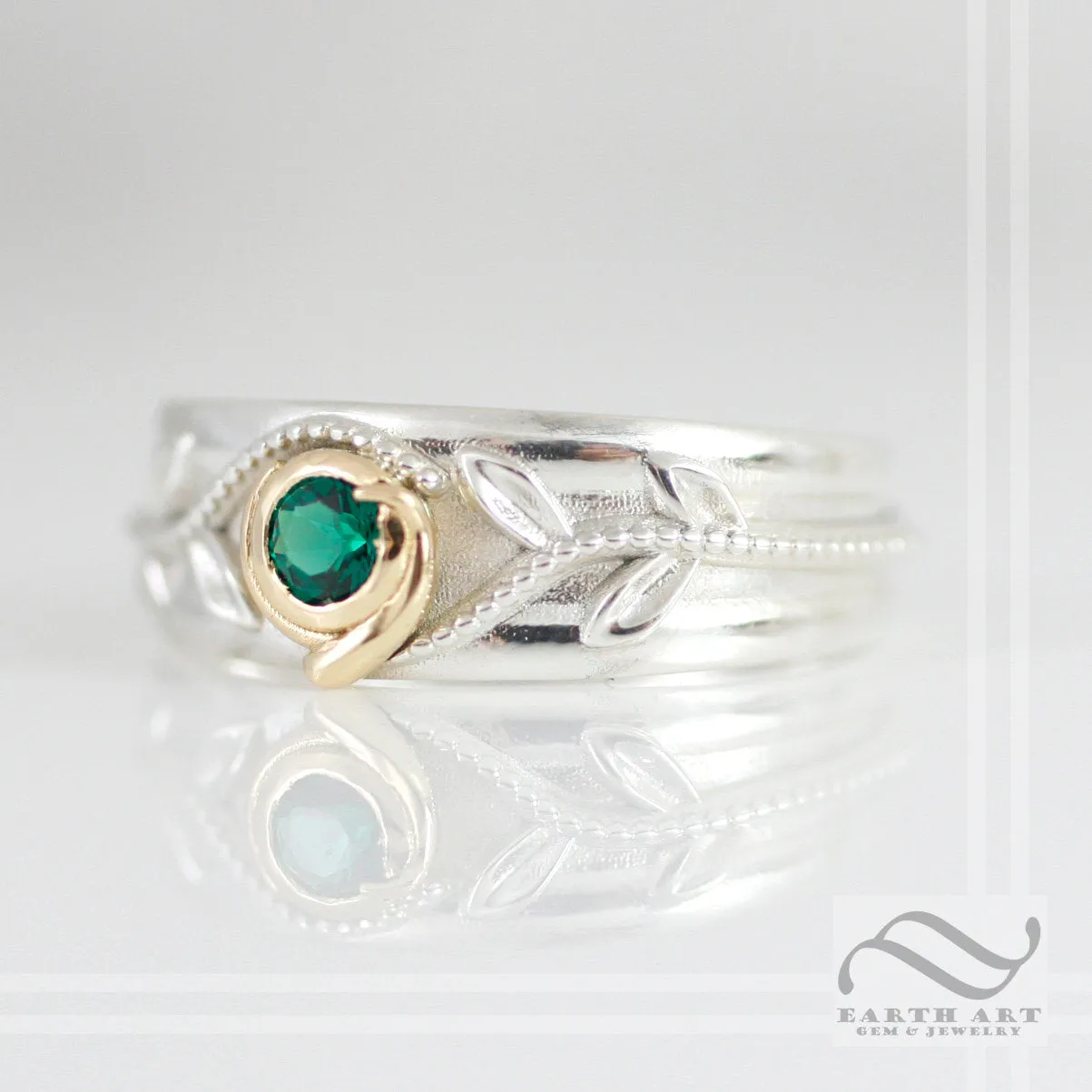Mens Kokiri Emerald Ring - Legend of Zelda - mens wedding band