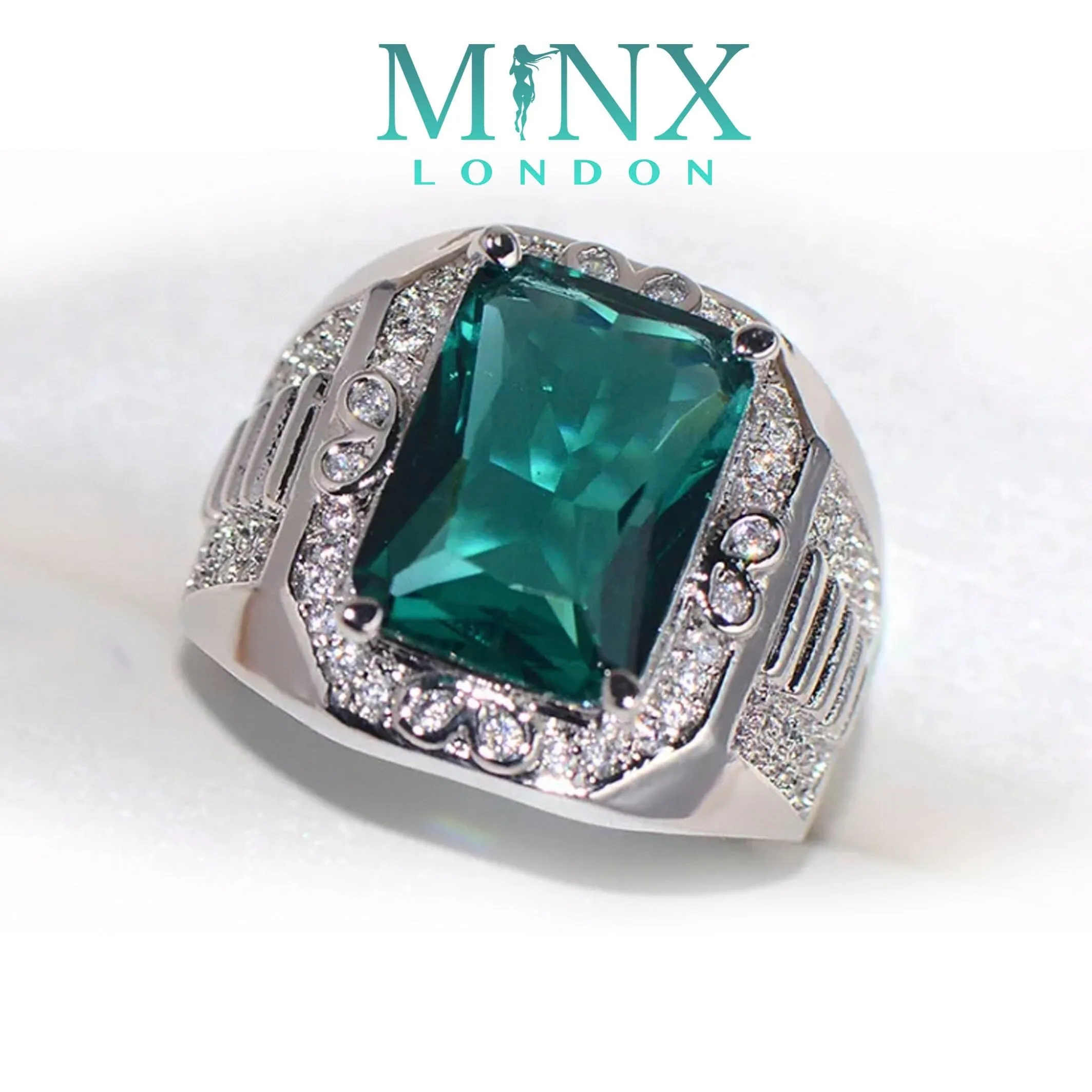 Mens Ring | Emerald Green Diamond Ring | Iced Out Ring | Green Diamond Ring | Ring for Men | Big Diamond Ring | Ring | Presidential Ring