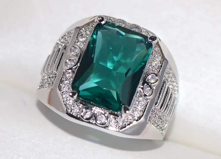 Mens Ring | Emerald Green Diamond Ring | Iced Out Ring | Green Diamond Ring | Ring for Men | Big Diamond Ring | Ring | Presidential Ring