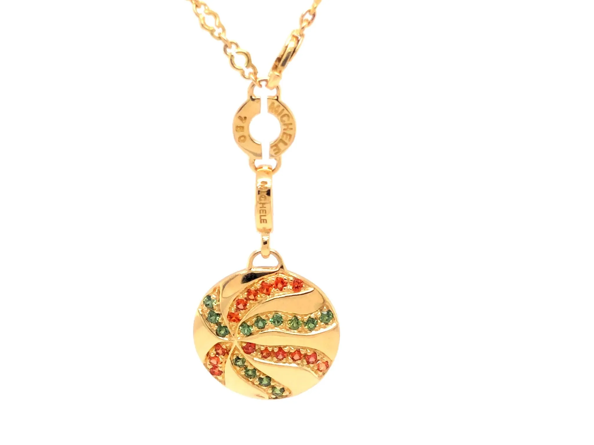 Michele Gold and Garnet Starfish Pendant with Chain- 18k Yellow Gold