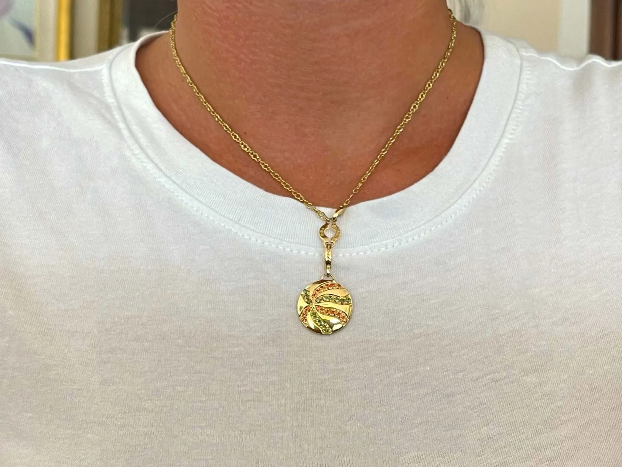Michele Gold and Garnet Starfish Pendant with Chain- 18k Yellow Gold