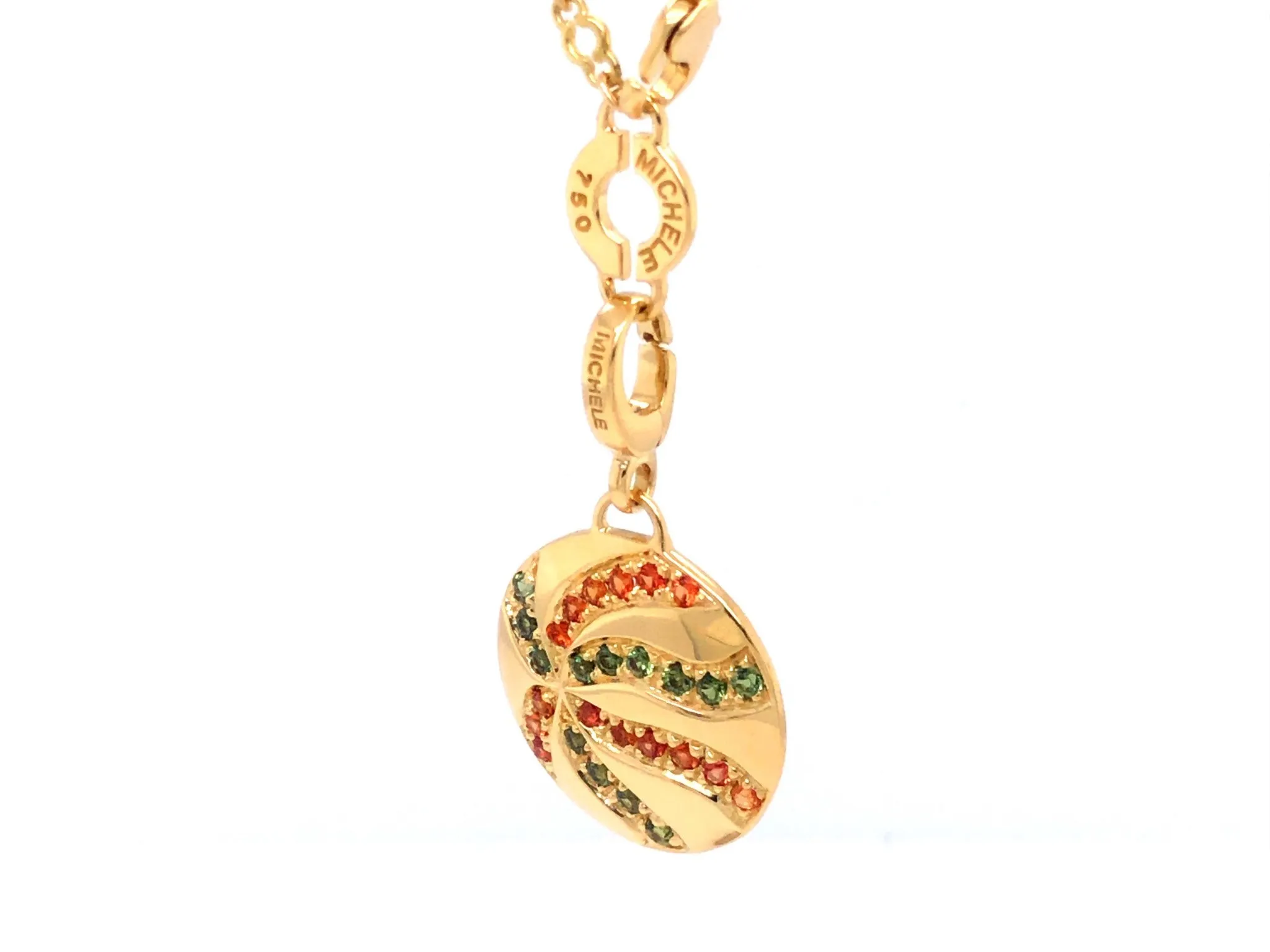 Michele Gold and Garnet Starfish Pendant with Chain- 18k Yellow Gold