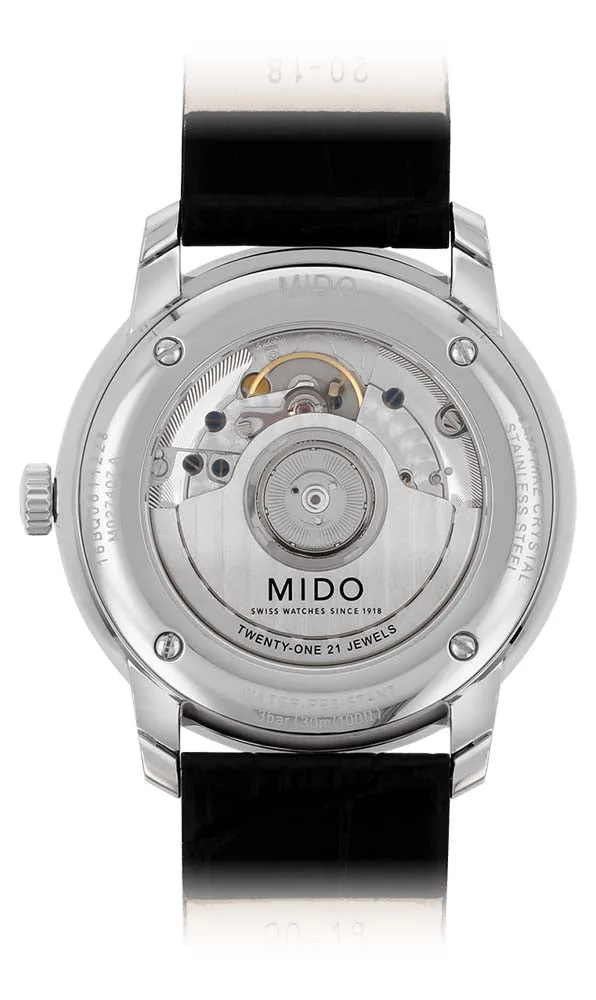 Mido Baroncelli Heritage Gent - Stainless Steel - Black Leather Strap