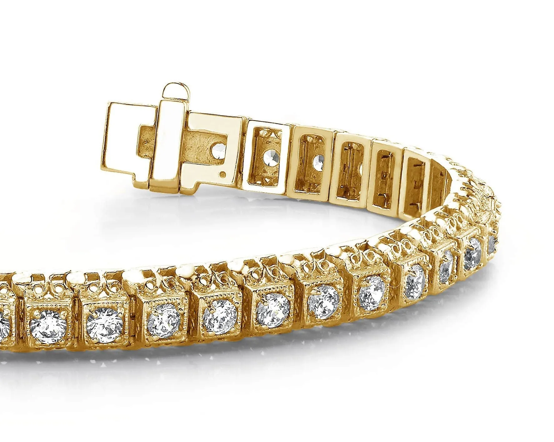 Milgrain Square Link Diamond Bracelet with 1.82 ct.(finished) 2mm