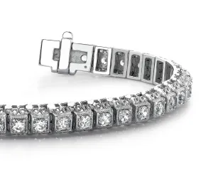 Milgrain Square Link Diamond Bracelet with 1.82 ct.(finished) 2mm