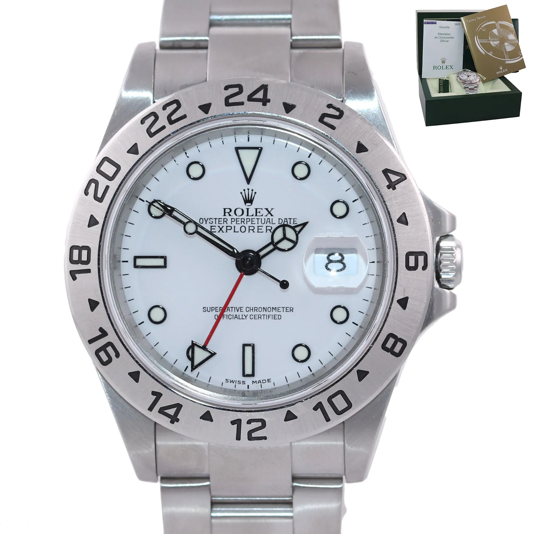 MINT 2005 PAPERS Rolex Explorer II 40mm White 16570 Polar Watch Box