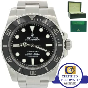 MINT 2012 Rolex Submariner No-Date 114060 Steel Black Dive Ceramic Watch Box