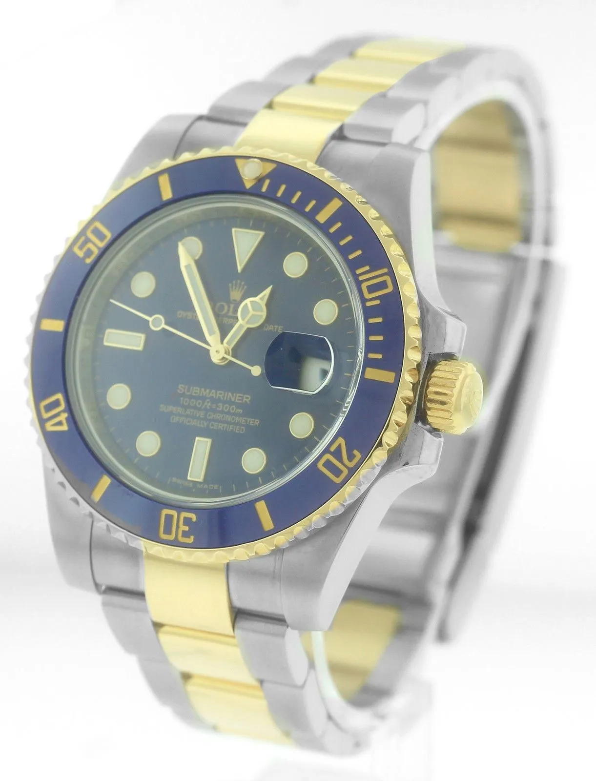 MINT FULL SET Rolex Submariner Ceramic 116613 LB Two-Tone Gold Blue Dive Watch