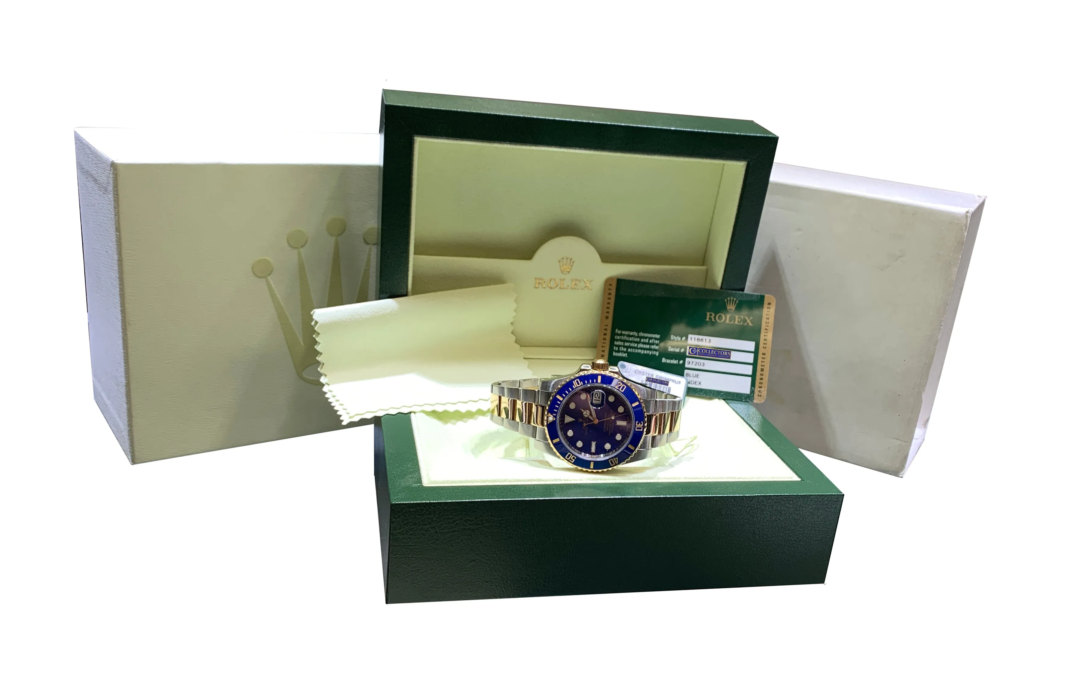 MINT FULL SET Rolex Submariner Ceramic 116613 LB Two-Tone Gold Blue Dive Watch