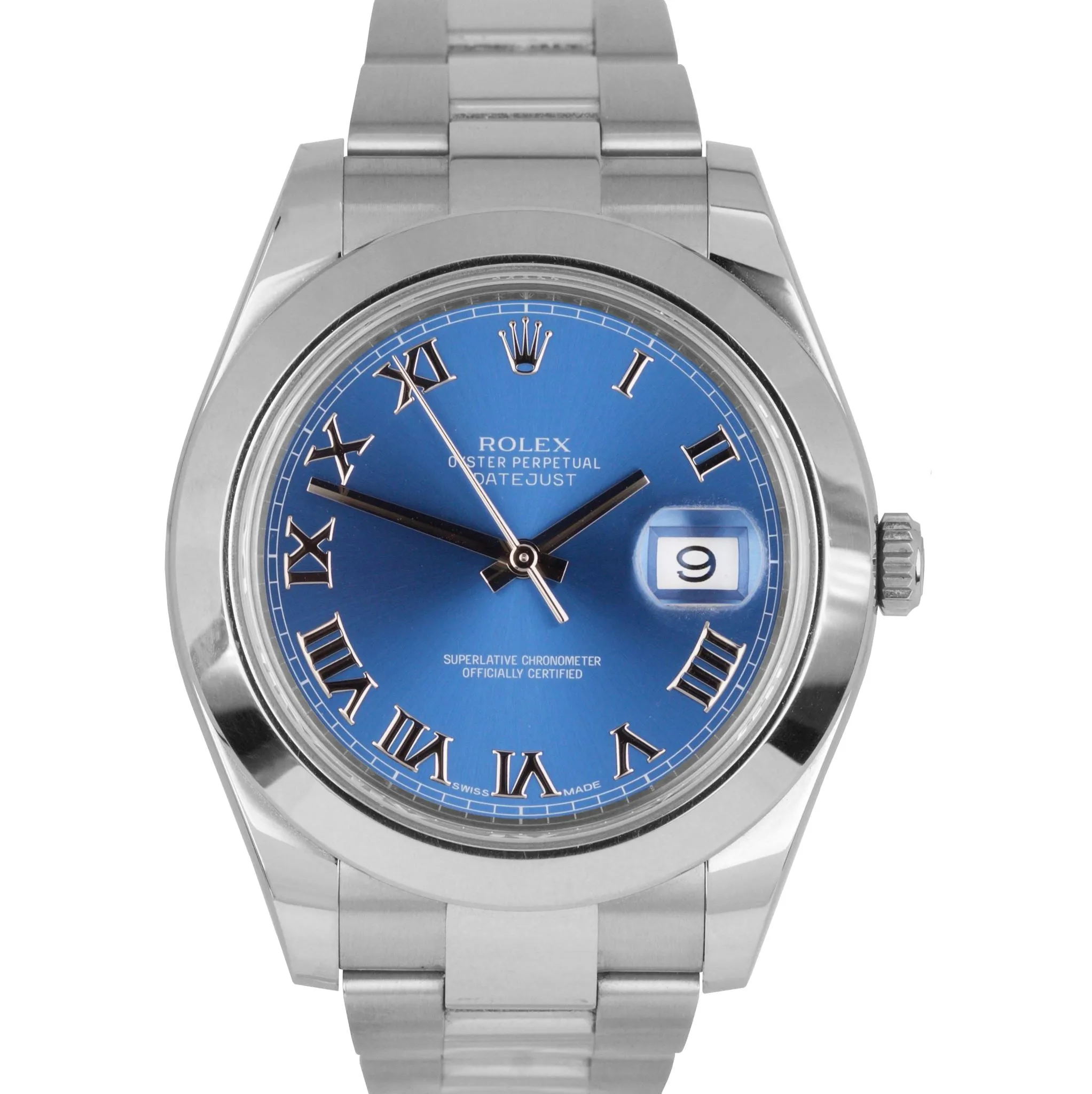 MINT Rolex DateJust II 41mm 116300 Azzurro Blue Roman Stainless Smooth Watch BP