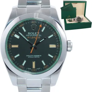 MINT Rolex Milgauss 116400 Stainless Steel Black Dial 40mm Watch and Box
