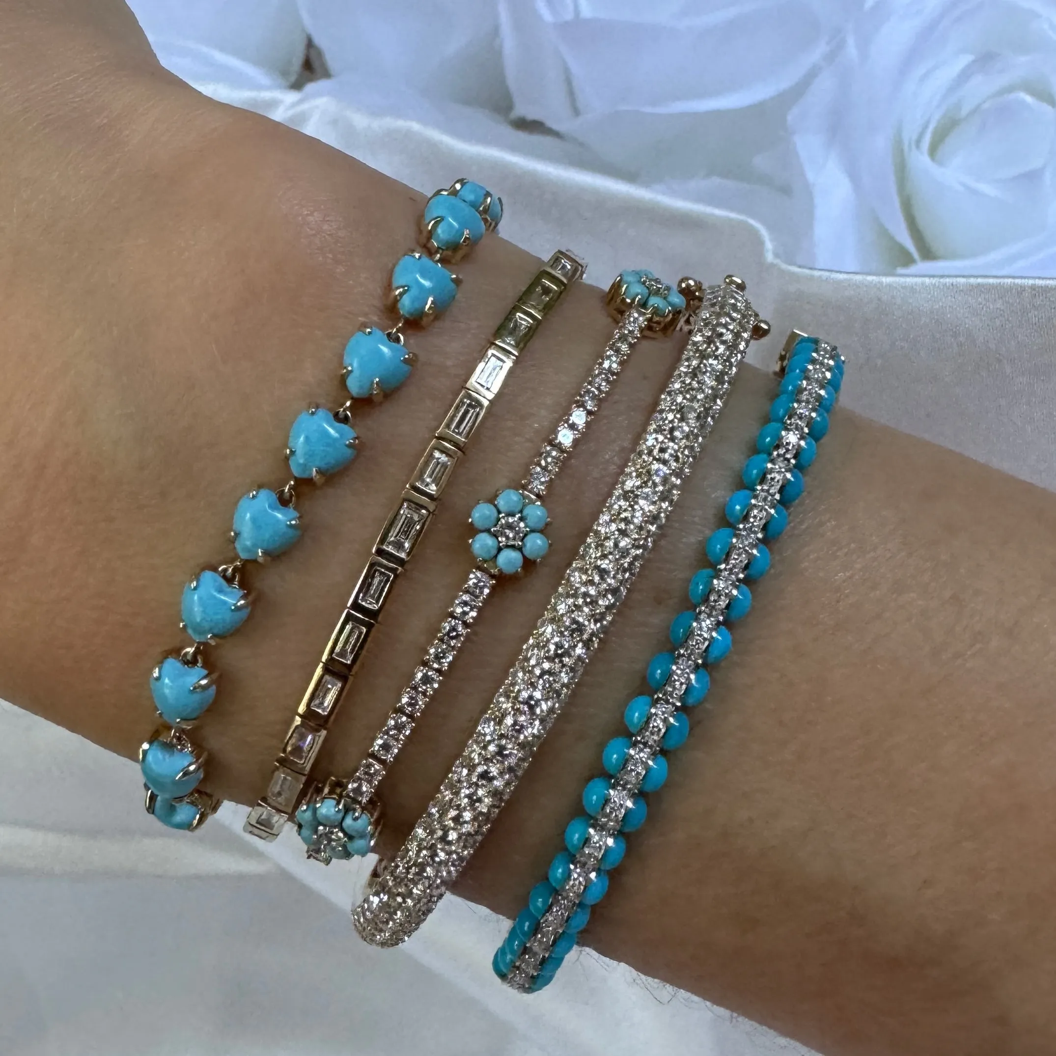 Miss Daisy Turquoise & Diamond Flower Bracelet