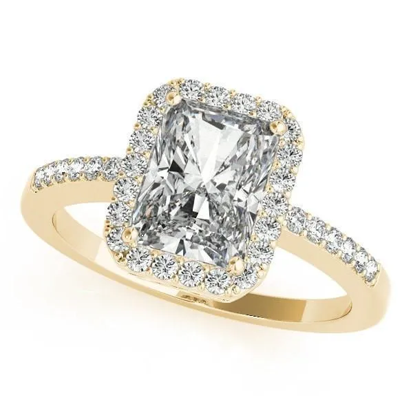 Misty Emerald Moissanite Halo Engagement Ring