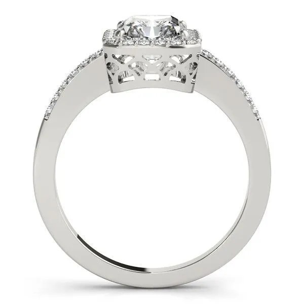 Misty Emerald Moissanite Halo Engagement Ring