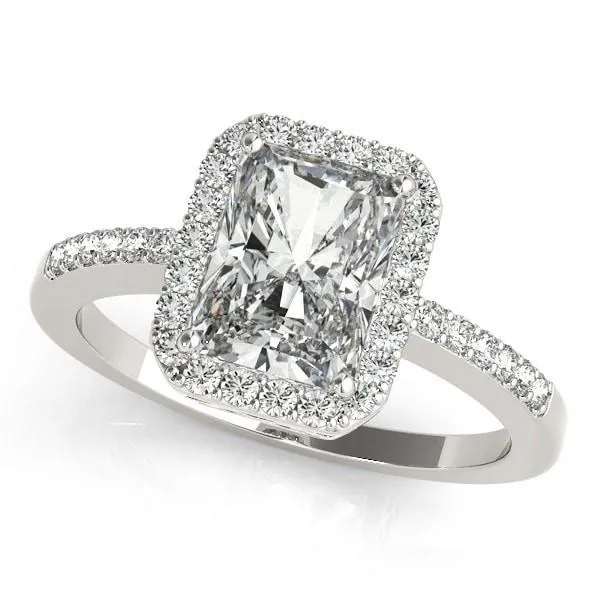 Misty Emerald Moissanite Halo Engagement Ring