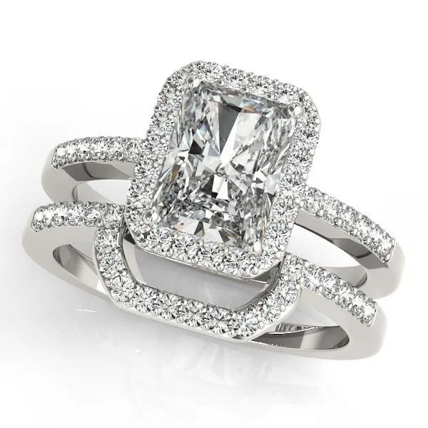 Misty Emerald Moissanite Halo Engagement Ring