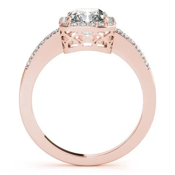 Misty Emerald Moissanite Halo Engagement Ring