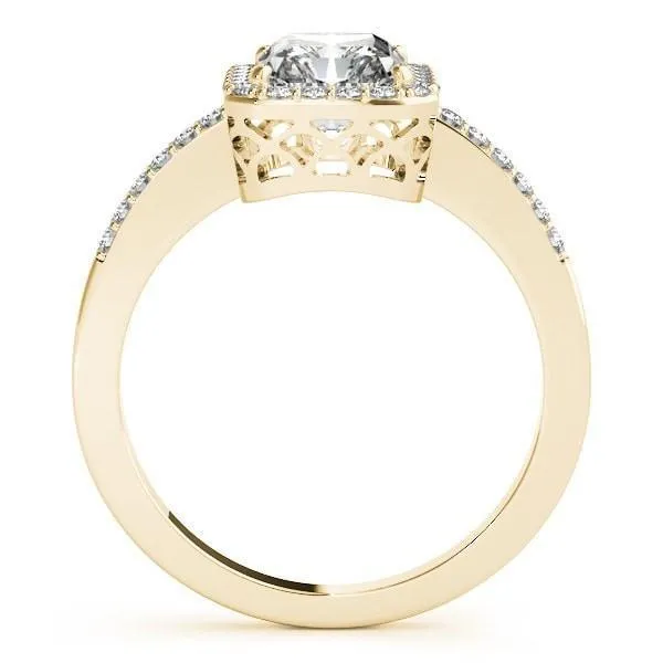 Misty Emerald Moissanite Halo Engagement Ring
