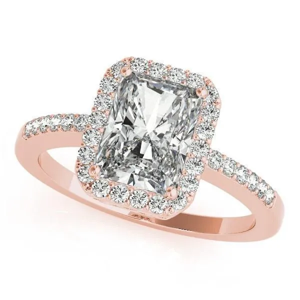 Misty Emerald Moissanite Halo Engagement Ring