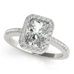 Misty Emerald Moissanite Halo Engagement Ring