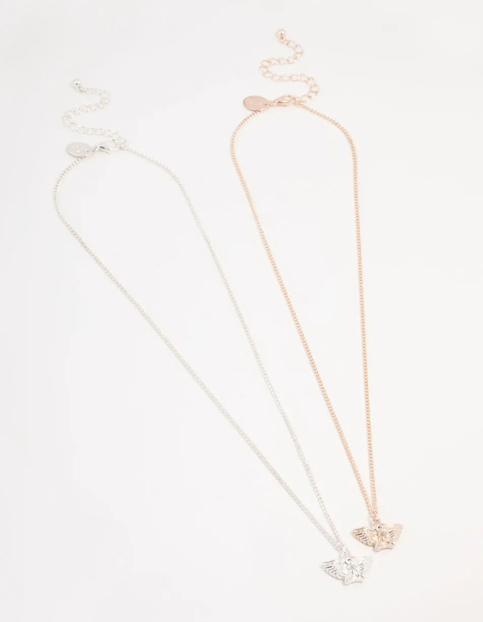 Mixed Metals Cherub Necklaces 2-Pack