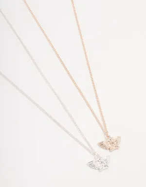 Mixed Metals Cherub Necklaces 2-Pack
