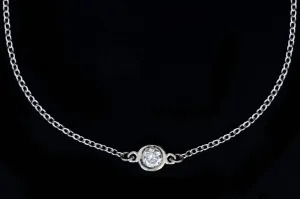 Modern 18K White Gold .15 Carat Round Brilliant Cut Bezel Set Diamond Bracelet