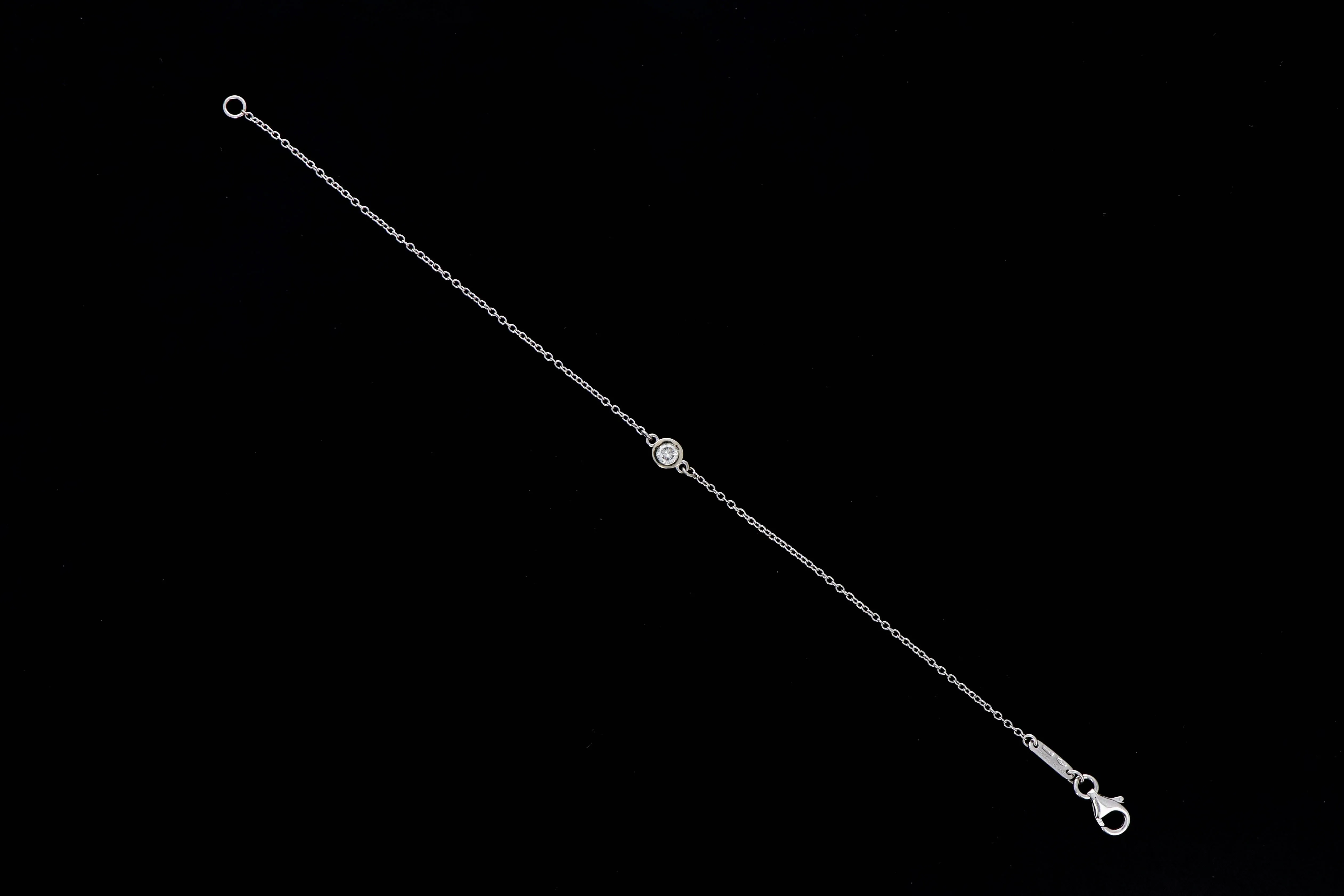 Modern 18K White Gold .15 Carat Round Brilliant Cut Bezel Set Diamond Bracelet