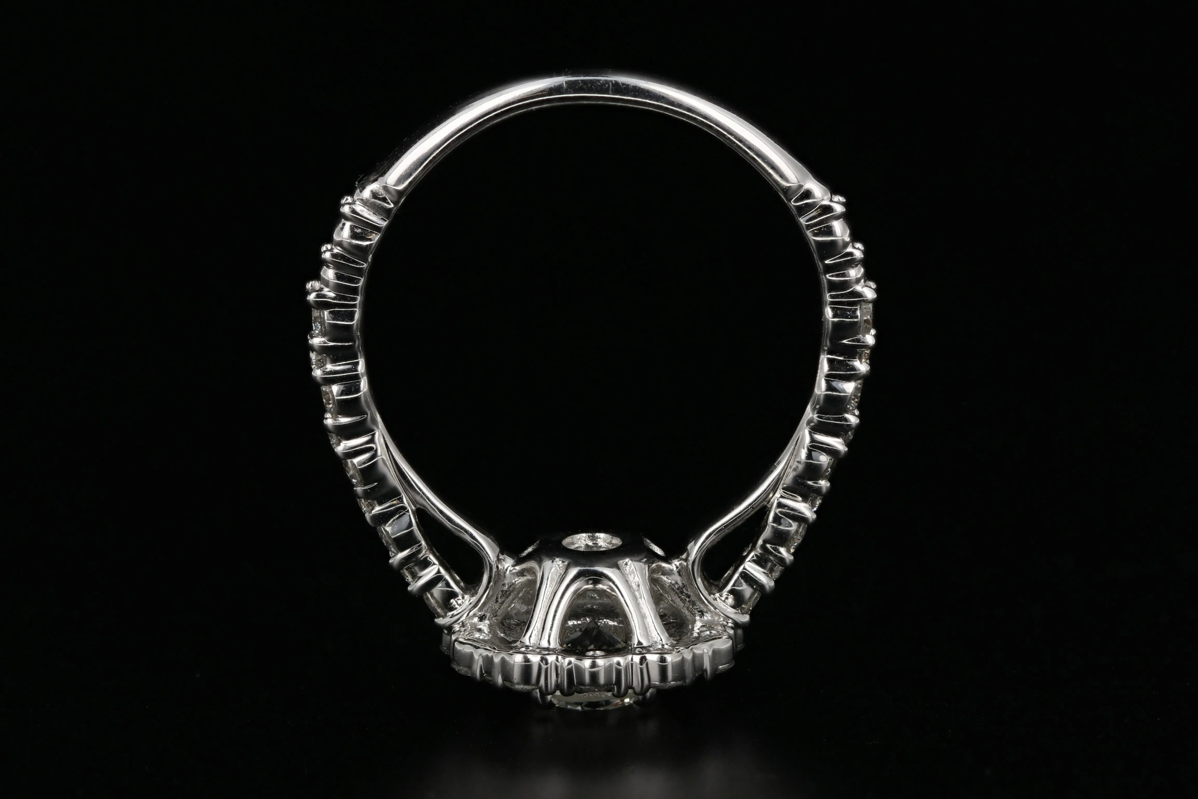 Modern 18K White Gold .50 Carat Diamond Halo Engagement Ring