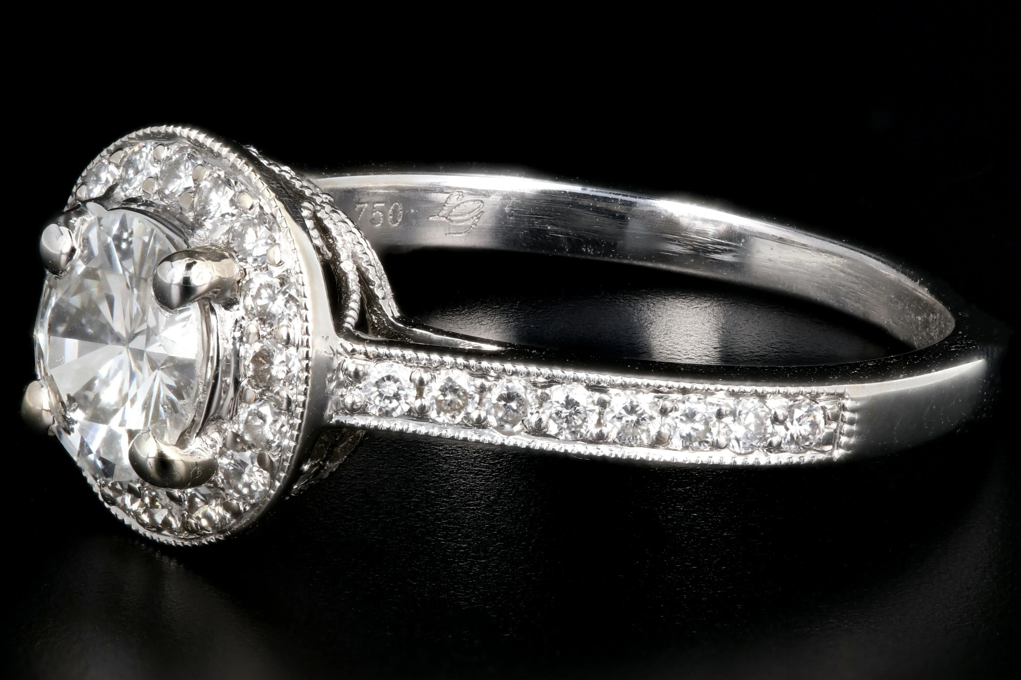 Modern 18K White Gold .59CT Diamond Engagement Ring GIA Certified