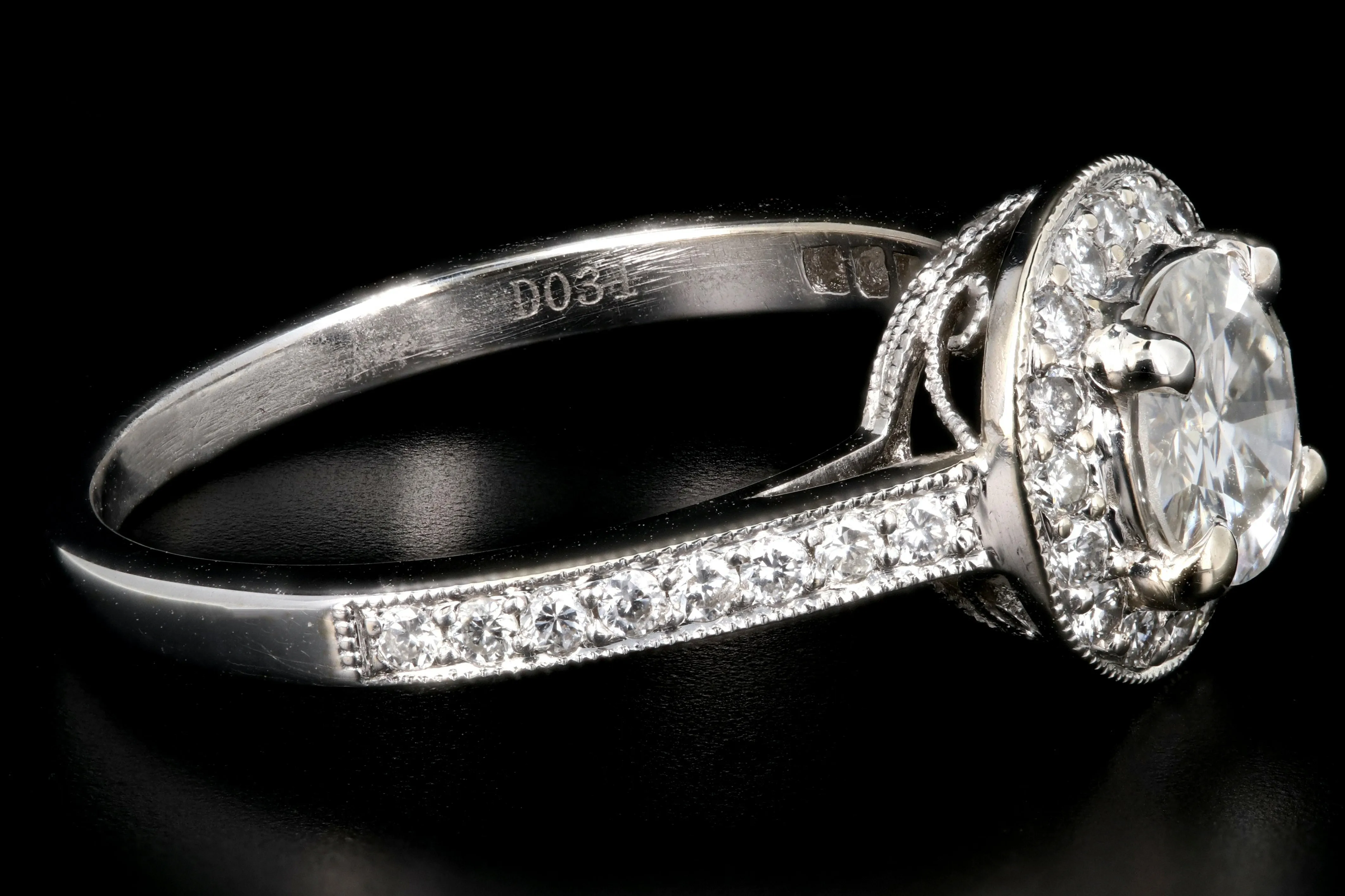 Modern 18K White Gold .59CT Diamond Engagement Ring GIA Certified