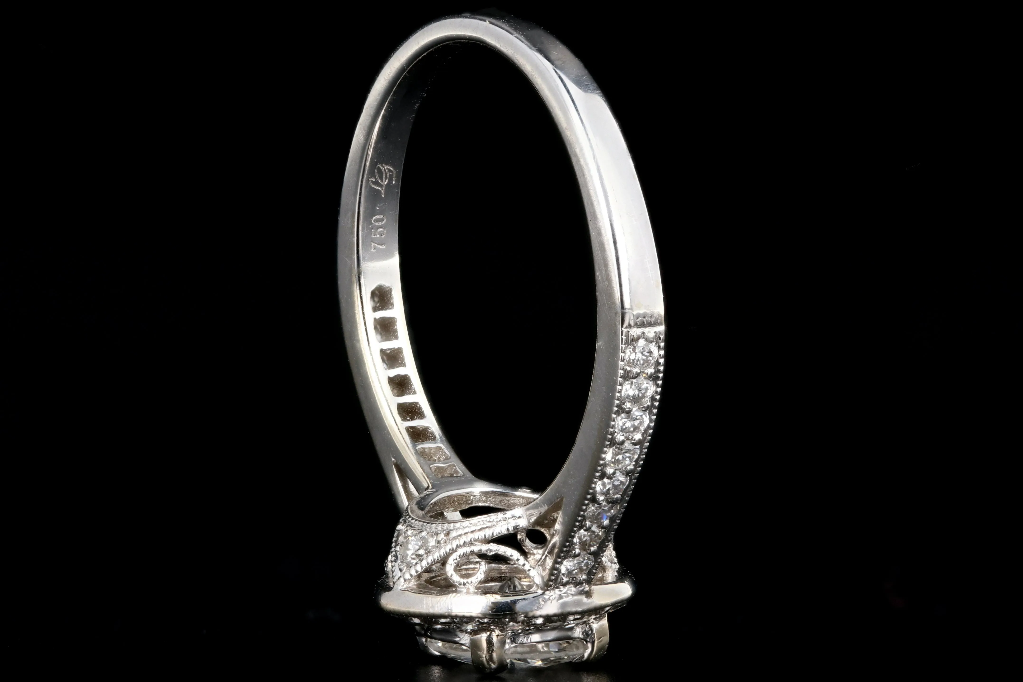 Modern 18K White Gold .59CT Diamond Engagement Ring GIA Certified