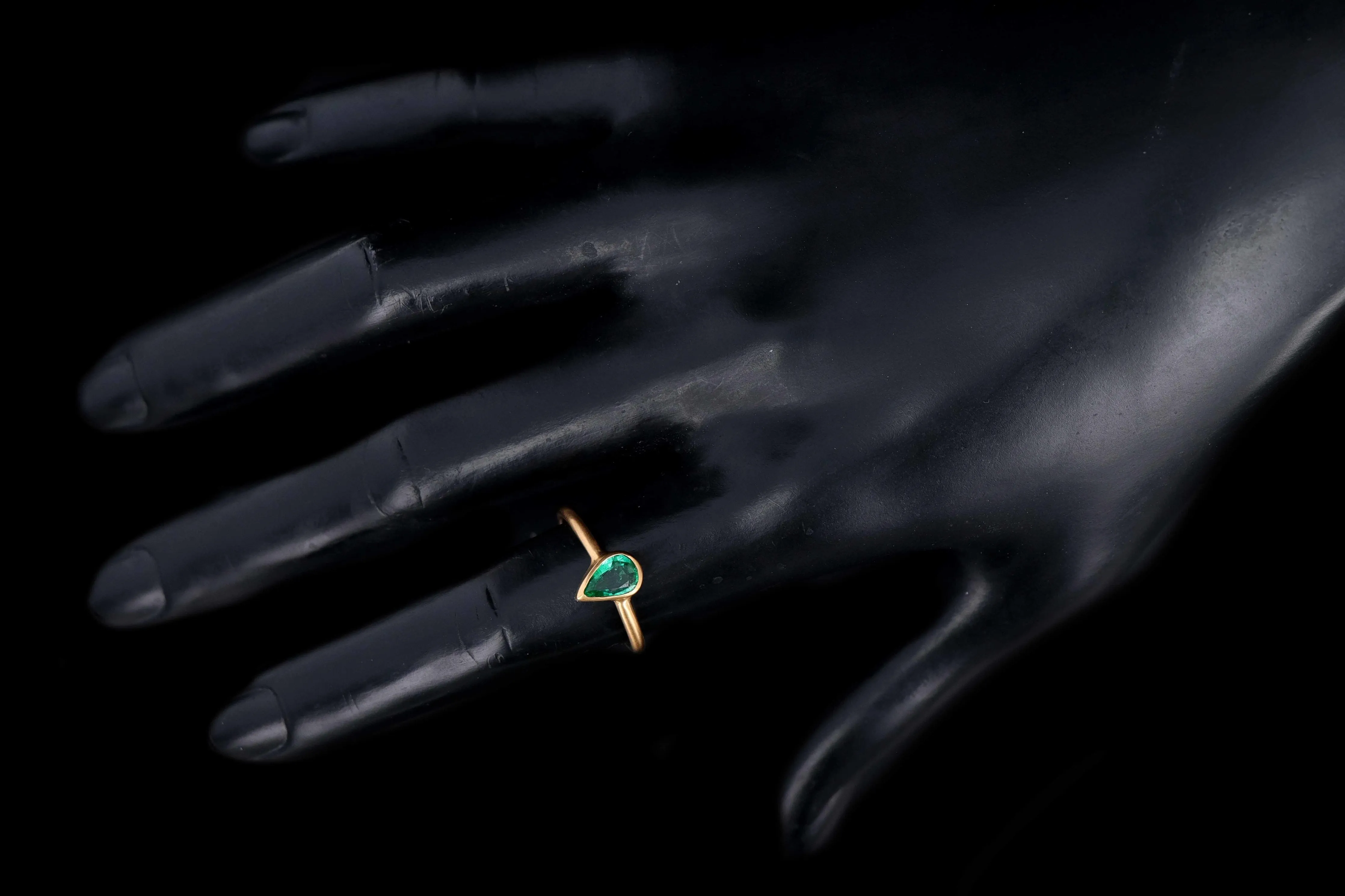 Modern New Hand Made 22K Yellow Gold .50 Carat Emerald Ring