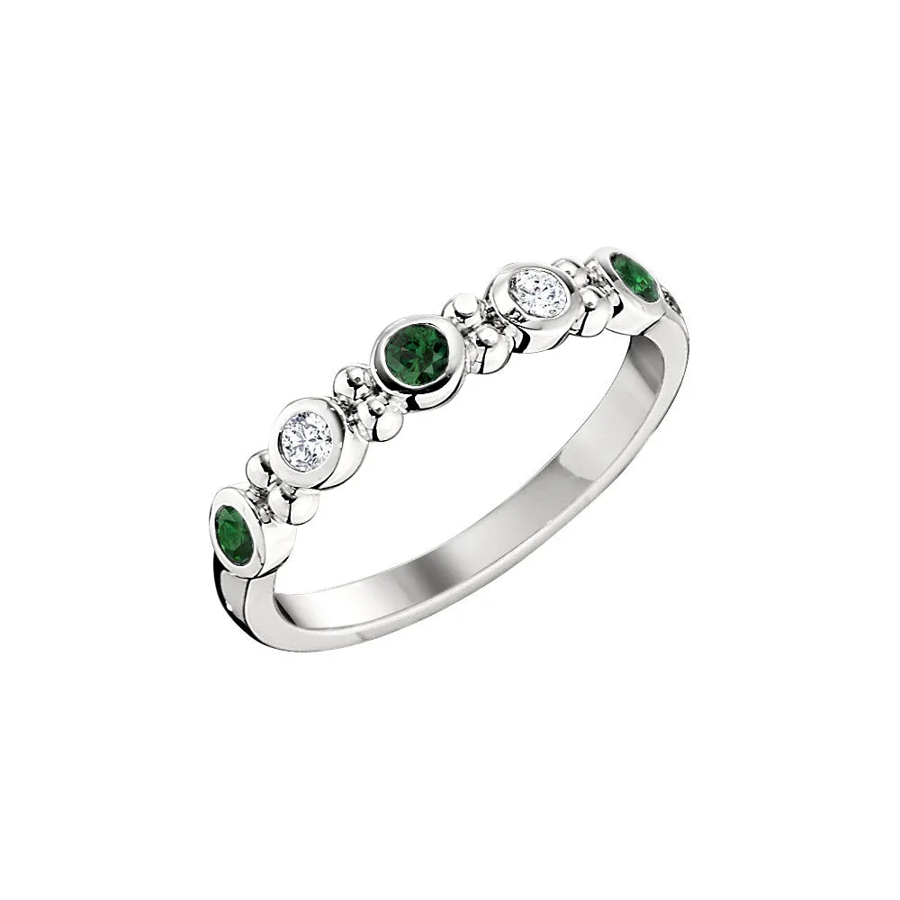 Modern Stackable Emerald and Diamond Band