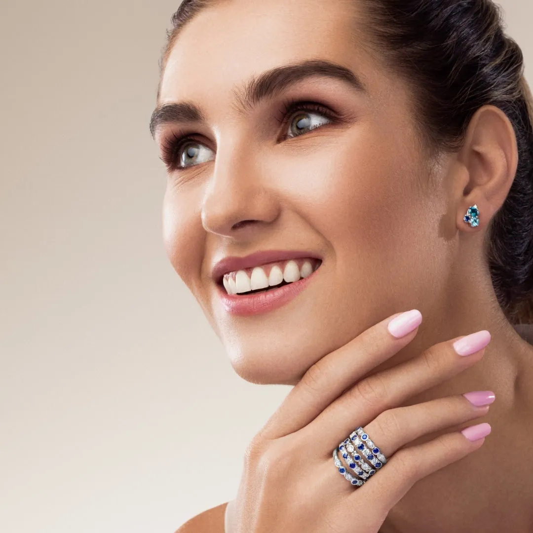 Modern Stackable Emerald and Diamond Band